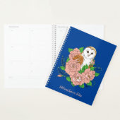 Barne Chouette Fleurs roses Bleu (Devant avec enveloppe)