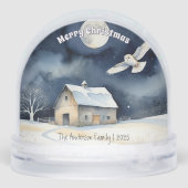 Barne Owl Aquarelle Silence Night Neige Globe (Arrière)