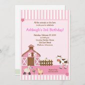 Barne rose Parc d'élevage d'animaux Invitations d' (Devant / Derrière)