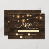 Barne rustique Bois lampes à cordes Invitations rs (Devant / Derrière)