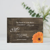 Barne Rustique Bois Orange Daisy Wedding Cartes RS (Debout devant)
