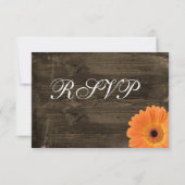 Barne Rustique Bois Orange Daisy Wedding Cartes RS (Dos)