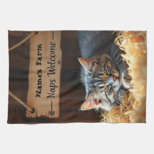 Barne rustique Chat Ferme Serviette de cuisine