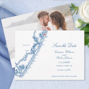 Barnegat Light NJ Carte Élégante Mariage Bleu Nuit