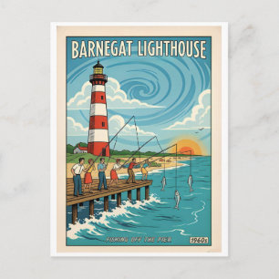 Barnegat Lighthouse New Jersey Retro 1960s Vissen Briefkaart