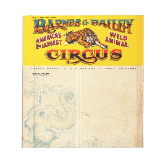  Barnes en Bailey Circus Notitieblok (Voorkant)