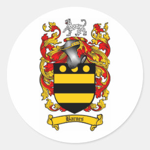 BARNES FAMILY CREST - BARNES WAPEN RONDE STICKER