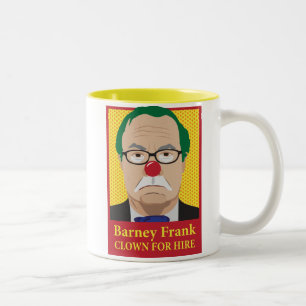 Barney Frank is een clown Tweekleurige Koffiemok