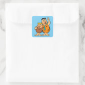 Barney Rubble en Fred Flintstone Vierkante Sticker (Tas)