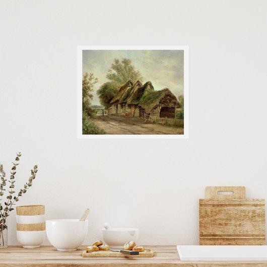 Barns in Flatford (olie op canvas) Poster (Keuken)
