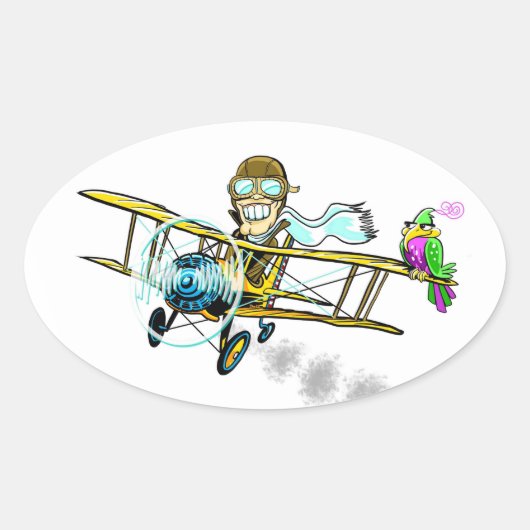 Barnstormer Bob en Bird Ovale Sticker (Voorkant)