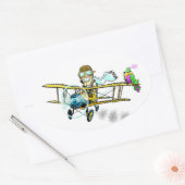 Barnstormer Bob en Bird Ovale Sticker (Envelop)
