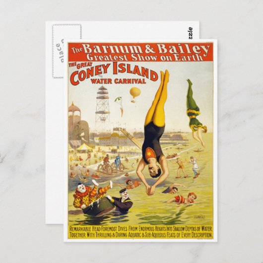 Barnum & Bailey Coney Island Water Carnival Briefkaart (Voorkant / Achterkant)