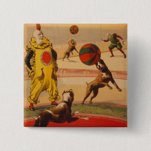 Barnum & Bailey - Marvelous Football Dogs Vierkante Button 5,1 Cm