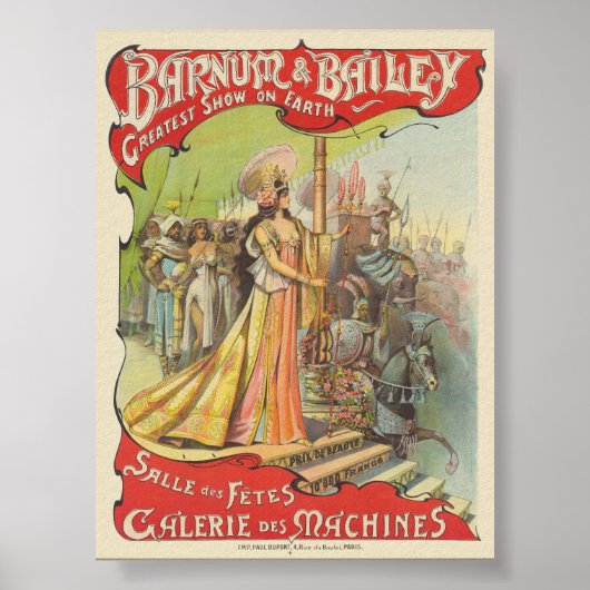 Barnum & Bailey Poster vintage 1901 (Devant)