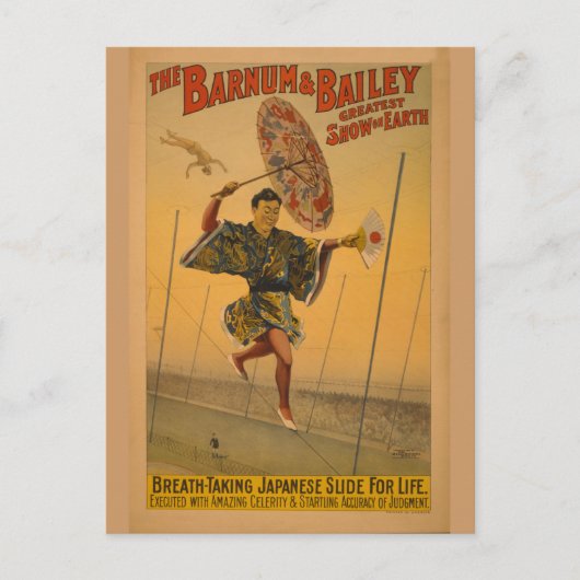 Barnum & Bailey Slide for Life Circus Poster Briefkaart (Voorkant)