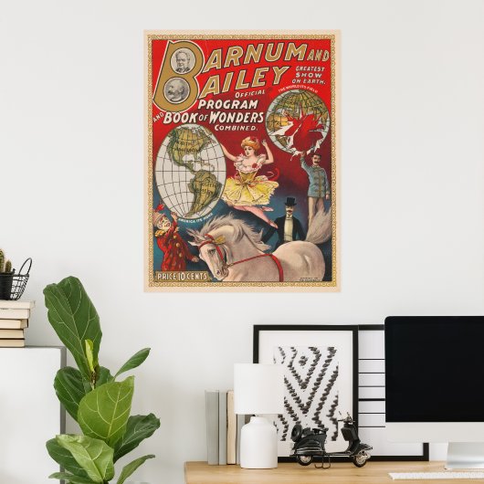 Barnum en Bailey Programma Hoesje Poster (Thuiskantoor)