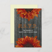 Barnwood and Sunflower Fall Wedding Small RSVP (Voorkant / Achterkant)