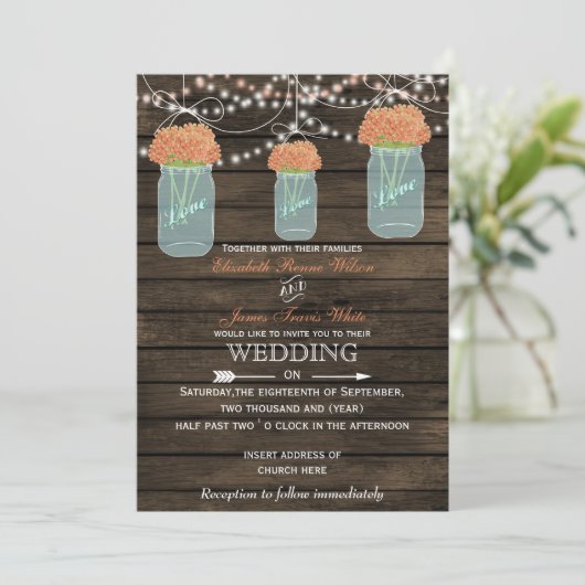 Barnwood, corail mason invitations mariage jarre (Debout devant)