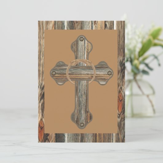 Barnwood Cross met touwen en conchos Kaart (Staand voorkant)