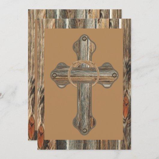Barnwood Cross met touwen en conchos Kaart (Voorkant / Achterkant)