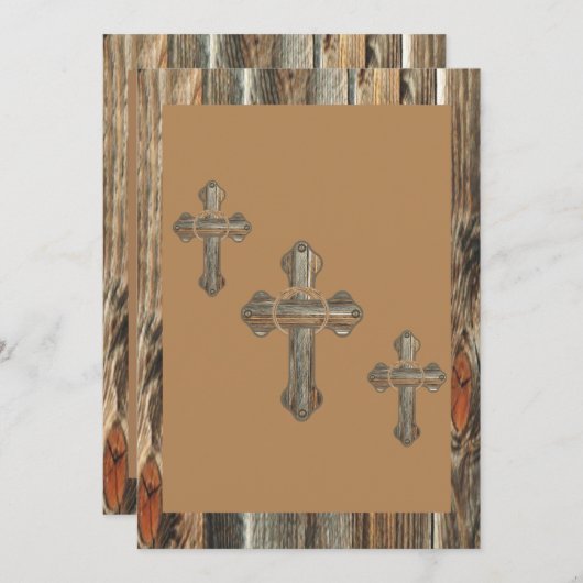 Barnwood Crosses met doppen en conchos Kaart (Voorkant / Achterkant)