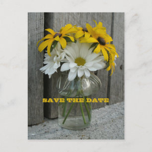 Barnwood, Daisies, Black Eyed Susans Bewaar de dat Aankondigingskaart