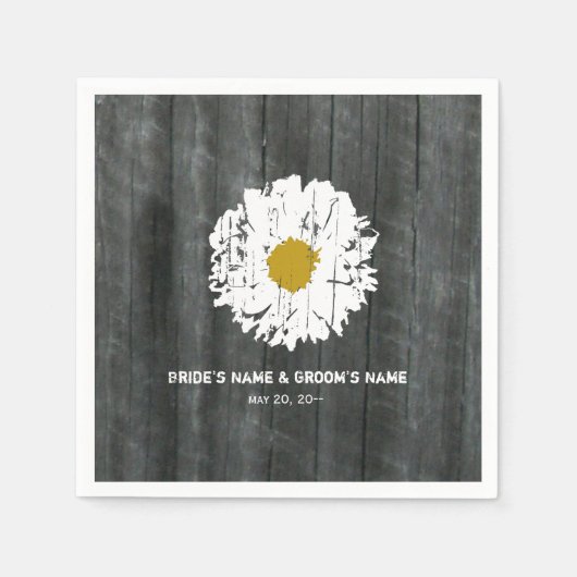 Barnwood Daisy Wedding Napkins Servetten (Voorkant)