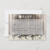 Barnwood en Daisies Bruiloft RSVP Kaartje (Voorkant)