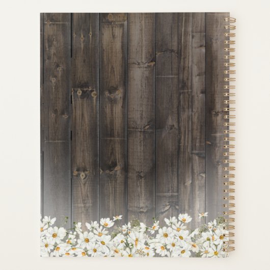 Barnwood en Daisies Rustic Planner (Achterkant)