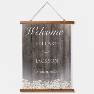 Barnwood en Daisies Rustic Wedding Hangend Wandkleed