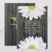 Barnwood en Daisy Wedding Invitation Kaart (Voorkant / Achterkant)