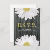 Barnwood en Daisy Wedding Small RSVP (Voorkant / Achterkant)