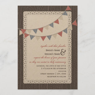 Barnwood en Lace geïnspireerd met Bunting Wedding Kaart