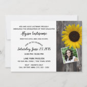 Barnwood en zonnebloem Afstuderen uitnodiging (Achterkant)