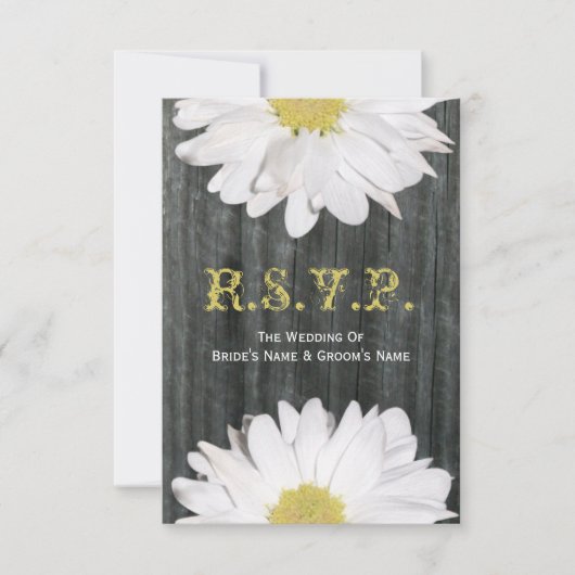 Barnwood et Daisy Mariage Small RSVP (Devant)