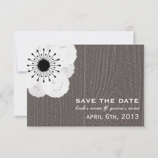 Barnwood geïnspireerd Frans Anemone slaat de datum Save The Date (Voorkant)