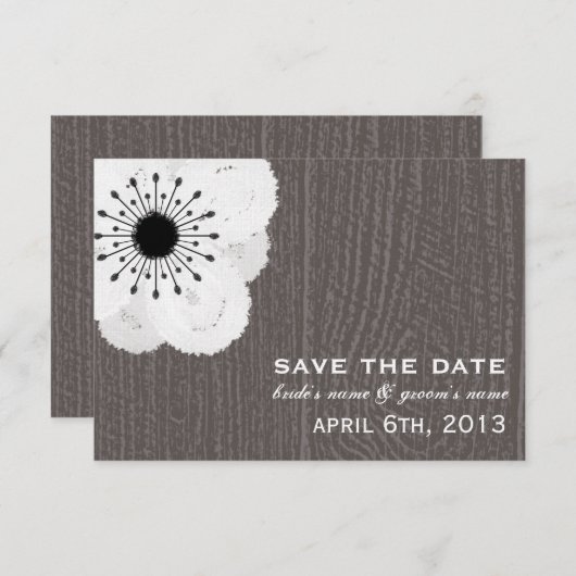 Barnwood geïnspireerd Frans Anemone slaat de datum Save The Date (Voorkant / Achterkant)