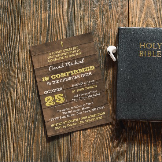 Barnwood Gold Bevestiging Uitnodiging