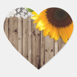 barnwood lace rustisch western land zonnebloem hart sticker
