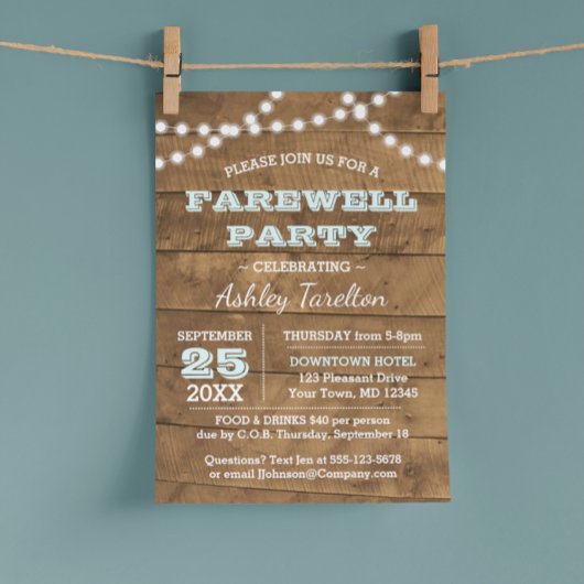 Barnwood Lights Aqua Farewell Party Kaart