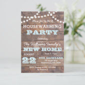 Barnwood Lights Aqua Houseéchauffement Invitations (Debout devant)