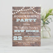 Barnwood Lights Aqua Housewarming Uitnodiging (Staand voorkant)