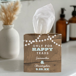 Barnwood Lights Aqua Mini Bruiloft Tissue Dozen Bedankdoosjes