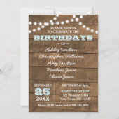 Barnwood Lights Aqua Multiple Birthdays Invitation (Devant)