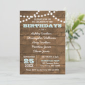 Barnwood Lights Aqua Multiple Birthdays Invitation (Debout devant)