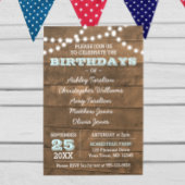 Barnwood Lights Aqua Multiple Birthdays Invitation