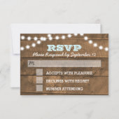 Barnwood Lights Aqua Wedding Carte RSVP (Devant)