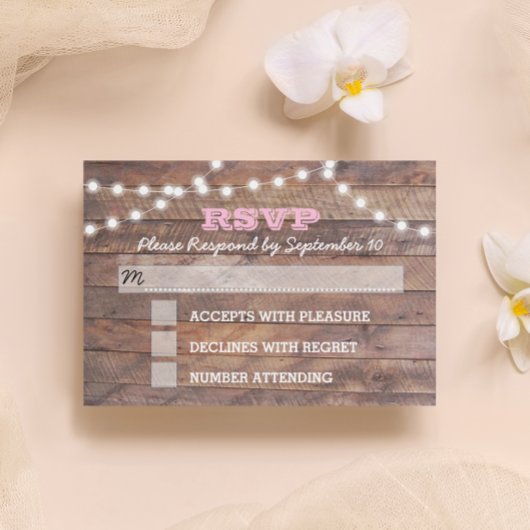 Barnwood Lights Bat mitzvah rose carte RSVP