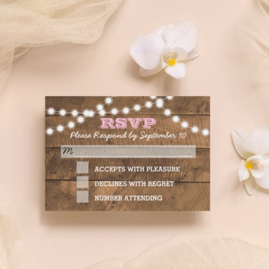 Barnwood Lights Bat mitzvah rose carte RSVP